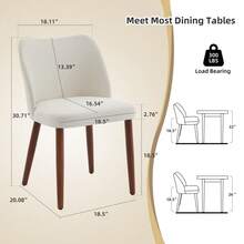 Sillas de comedor de tela de lino moderna de mediados del siglo, 2 paquetes de acento tapizado con patas de madera, sillas de cocina con marco de madera dura para mesa de comedor, cocina, granja, come - Beis - Ver 4