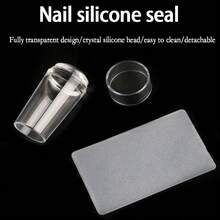 2 tấm dập móng nghệ thuật bằng silicon, tấm dập móng nghệ thuật bằng silicon trong suốt, thiết kế kiểu Pháp dùng cho sơn móng tay và dụng cụ gạt. - Trong sáng - Xem 2