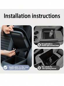 Bantalan Sandaran Tangan Mobil yang Dapat Diatur, Peninggi Ketinggian Sandaran Tangan Konsol Tengah, Dengan Tempat Ponsel dan Penyimpanan Kartu, Cocok untuk Penutup Kotak Sandaran Tangan Interior Mobil, Bantalan Pengangkat Kotak Sandaran Tangan Mobil Universal - Satu ukuran - View 7