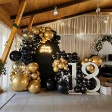 100Pcs Black Gold Balloon Graland Kit,Metallic Balloon And Gold Confetti Balloons For Wedding, Birthday,Graduation,Special Events Party Decoration. - Multicolor - View 6