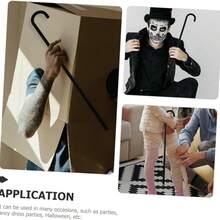 1pc Holiday Party Prop, Costume Prop Cane, All Black Magician's Cane, Curved Black Photo Prop - Multicolor - View 9