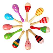1/2/3/4/5/8 Pcs Wooden Maracas, Festive Wooden Maraca Toys, Random Pattern - Multicolor - View 7