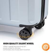 YONSLY Suitcase 20/24/28 Inch With YKK Zipper, TSA Lock, 4 Quiet Wheels, 360° Mesh Compartment, Hard Shell Suitcase, Large Trolley Suitcase, Carry-On Luggage For Holidays, Short Trips And Business Trips - 銀色 - 查看 4