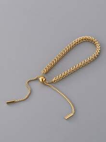 1 Pc Bone Chain Bracelet, Featuring A Bold Bone-Style Chain Design With A Sleek And Modern Finish, Creating A Stylish And Edgy Look Perfect For Everyday Wear Or Layered Styling - Gold - View 4