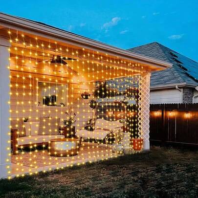 Đèn rèm LED chạy bằng pin, đèn trang trí nhà cửa, thích hợp cho sinh nhật, đám cưới, tiệc tùng, trang trí trong nhà/ngoài trời.