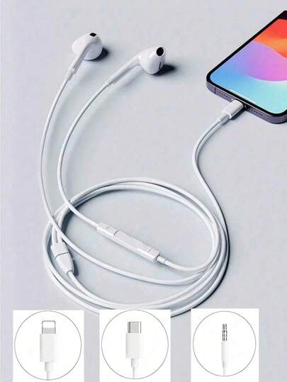 Type-C有线耳机，USB-C入耳式耳机，立体声低音，适用于iPad/电脑