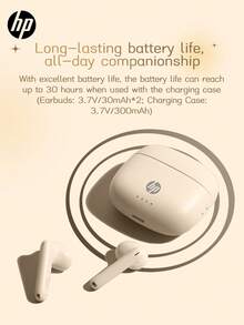 HP无线耳机，带充电盒和硅胶挂绳，5.4GHz无线连接，续航时间长达30小时，迷你轻巧，带麦克风，兼容iPhone和安卓手机，游戏耳机兼扬声器，节日礼物/圣诞礼物 - 查看 5