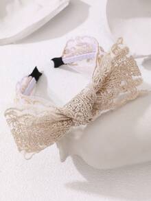 1件女士优雅甜美蕾丝蝴蝶结发带，适合日常佩戴、春夏、度假、婚礼、新娘搭配 - 彩色 - 查看 3
