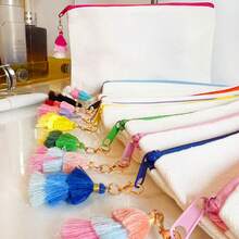 1/5/10/20 Stück Set, Boho-Stil bunte Quasten Dekor Leinwand Geschenktüten, Mehrzweck Federmäppchen, Kosmetiktasche, Kulturbeutel Set, Geschenkverpackungstüten für Schule, Abschluss, Geburtstag, Feiertags-Party, Hochzeit, Junggesellinnenabschied, Reise, Jubiläumsfeier, Gastgeschenktüten - Übersicht 4