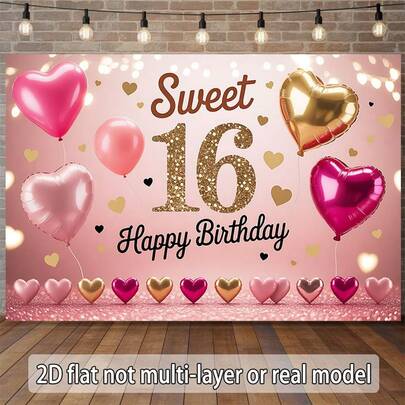 Phông nền sinh nhật 16 tuổi 2D Plane Sweet Happy với thiết kế mực graffiti rực rỡ và số neon, chất liệu sợi polyester bền chắc, phù hợp cho các bữa tiệc trong nhà và ngoài trời, lễ kỷ niệm, lễ tốt nghiệp, có nhiều kích thước và bối cảnh để lựa chọn.