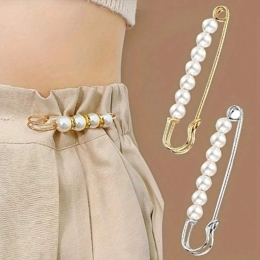 4pcs Faux Pearl Scarf Clips, Shawl Pins, Sweater Brooch For Women - Default (4pcs) - View 1