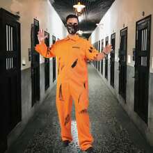 圣诞装饰橙色囚犯服装男女套装，包括上衣和短裤，适合情人节、狂欢节、角色扮演 - 彩色 - 查看 6