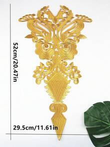 1pc Large Size Golden Thread Embroidered Hollow Patch, Heat Seal Adhesive, Suitable For Jacket, Robe, Clothing Decoration - Multicolor - View 4