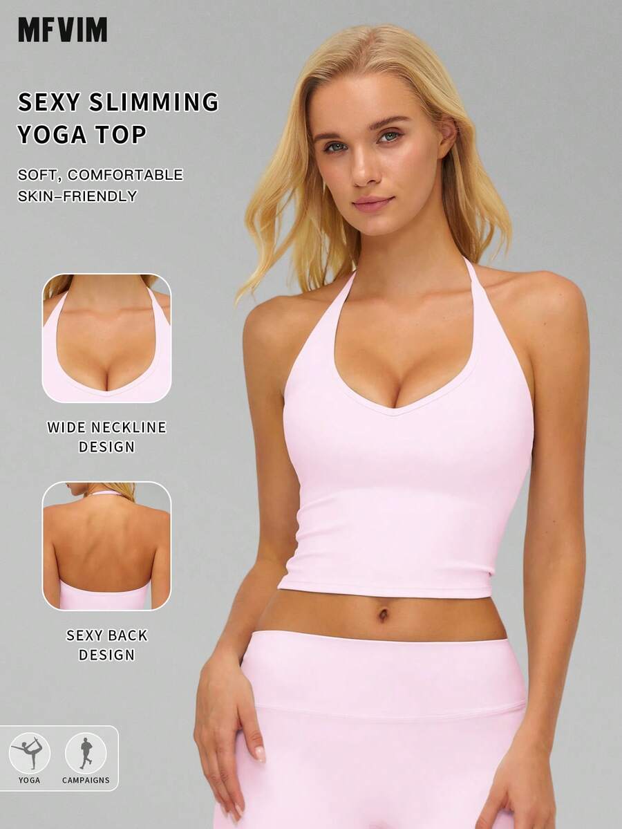 MFVIM Women's Halter Sports Top, Fashionable Breathable Comfortable Casual Sports Tank Top