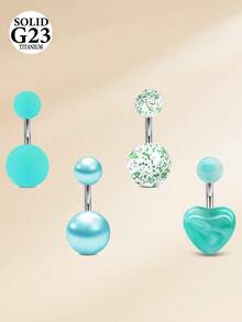 CIZME 4 chiếc khuyên rốn 14G bằng hợp kim titan, khuyên rốn cho nữ, khuyên rốn G23 6mm 8mm 10mm 12mm, trang sức xỏ rốn. - Một phong cách - Xem 16