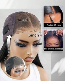 bling hair 13x6 Straight Lace Front Wigs Human Hair HD Transparent Lace Front Human Hair Wigs For Woman Brazilian Lace Frontal Wigs Glueless Wigs Pre Plucked 360 Full Lace Straight Wig Natural Color 30inch - Natural Black - Xem 7