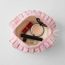 Túi đựng đồ vệ sinh cá nhân và mỹ phẩm có viền xếp ly, nhẹ, đa chức năng, tiện lợi mang theo, chất liệu vải dày dặn với đường may tinh tế. - Hồng - Xem 6