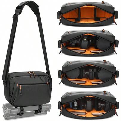 超薄相机单肩包，防震相机包，带可调节隔板，男女通用旅行相机包，适用于 // 相机