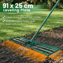 COSTWAY Lawn Leveling Rake With Adjustable Handle And Rotating U-Head For Topsoil, Green - A - View 7
