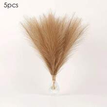 10/20/50pcs Brown Artificial Pampas Grass, Faux Reeds, Tall And Fluffy, Fake Flowers, Reed Grass, Artificial Plants, Boho Style Decor, Suitable For Wedding Party Decoration, Home Living Room Bedroom Decor, Vase Filler, DIY Photography Props, Autumn Decoration - Brown - View 8