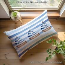 1pc Watercolor Striped Sailboat Print Pillow Cover [No Pillow Insert], 11.81*19.71in(30*50cm)/15.75*23.62in(40*60cm), [Single-Sided Printing], Made Of Polyester, Fresh Summer Style Throw Pillow Case For Sofa, Living Room, Bedroom, Car, Office, Hotel, Homestay Decor, Perfect Gift For Family And Friends - Multicolor - View 6