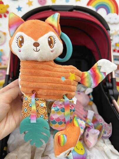 1pc Cartoon Animal Plush Doll Car Hanging, Grip Training Stroller Doll, Baby Comforter Doll, Suitable As Newborn Gift