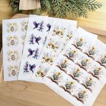 春季蜜蜂与蜂鸟纹理转印纸，多种春季主题纹理转印纸，一次性转印纸，适用于DIY耳环和珠宝制作，独特的手工工艺品 - 彩色 - 查看 4