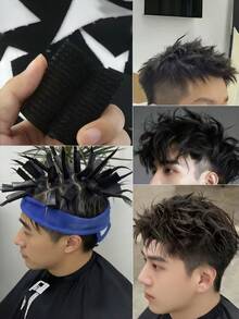 30pcs/60pcs Men's Cold Wave Perm Sticker, Morgan Perm Alternative, Cold Wave Perm Sticker, Damaged Hair Frizzy Perm Sticker - Black - View 3