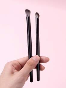 6支斜角眼影刷，晕染轮廓化妆刷套装 - 黑色 - 查看 5