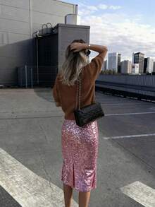 FOR BEAUTY 女士休闲圆领短袖针织衫，新款宽松柔软舒适套头衫，适合日常通勤，百搭时尚优雅简约针织夏季单品 - 巧克力棕 - 查看 4