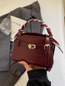 1pc Chic Handbag, New Shoulder Crossbody Bag Small Purse For Women, Premium Tote Bag - Burgundy - View 4