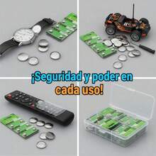 Pila tipo botón alta eficiencia uso universal duración prolongada segura ecológica para reloj control juguetes hogar - Plateado - Ver 5