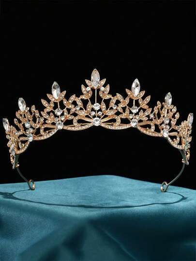 1 chiếc phụ kiện tóc cô dâu phong cách Baroque cổ điển, vương miện cài tóc cưới, phụ kiện đội đầu pha lê tối giản cho tiệc sinh nhật, vương miện công chúa.