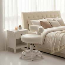 Light Luxury Teddy Fleece Rolling Stool, Adjustable Height Swivel Bar Stool, Office Chair, Soft Plush Vanity Chair With Wheels. Ideal For Bar Counter, Home, Office And Bedroom Makeup, Perfect Gift For Family,Counter Height Bar Stools With Backs - Nhiều màu - Xem 3