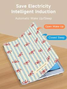 Kingsung 蝴蝶结条纹图案平板电脑保护套，兼容 iPad 9.7/10.2/10.5/10.9/12.9/Pro 11（第十代）、Air 8(M4)2026（11 英寸）、Air 8(M4)2026（13 英寸），兼容三星 Galaxy Tab S6 Lite 10.4 英寸，兼容 Kindle Paperwhite 第十二代（2024 年款）、Kindle 第十一代（2022 年款），克拉拉色，柔软防摔，智能支架/自动唤醒/睡眠功能 - 彩色 - 查看 5