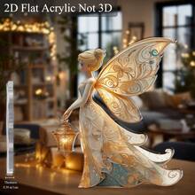 2D Flat Bohemian Fairy Wings Acrylic Tabletop Decoration - Gold And Turquoise 2D Flat Sign With Shimmer Effect, Large Fairy Wing Tips (15.01cm X 12.98cm), Lightweight Fairy-Themed Plaque, Suitable For Home/Office, Birthday/Easter/Valentine's Day Gift, Single Piece - A - 查看 10