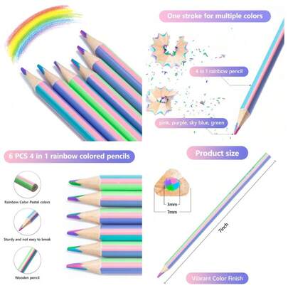 Multicolor Core Drawing Pencils 6 Pack Rainbow Colored Pencils For Artists