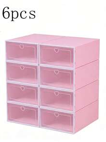 6/12pcs Transparent Stackable Shoe Boxes Foldable Plastic Storage Containers For High Heels Sneakers Boots All Types Of Shoes Space Saving Organizer Entryway Bedroom Dorm Office Closet Shoe Rack Set Clear Display Dust Proof Protection - View 9