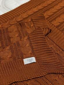 Single Bed Braided Knitted Blanket Footboard 160x60cm Madrid - 紅陶 - 查看 2