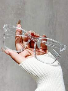 1/3 Pairs Of Unisex Square Clear Glasses, Suitable For Daily Wear As Regular Glasses. The Large Frame Glasses In A Campus Style Can Modify Facial Contours. - Multicolor - View 4