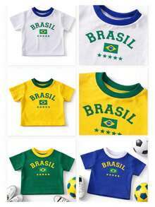 Brazil Baby Look Cropped Blouse For The 2026 World Cup, Ribbed Fabric - 白色 - 查看 3