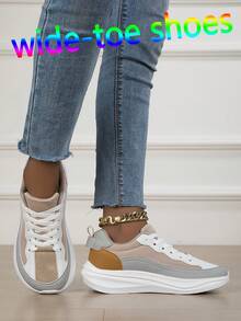 Chaussures de sport à large bout pour femmes, mode polyvalente, maille respirante, semelle plateforme, couture , légères et confortables, convenant aux étudiantes, à l'extérieur, aux fêtes, au style Lolita, à la maille pailletée, au style sirène, chaussures de voyage pour femmes, chaussures de course respirantes et ajourées - Multicolore - Voir 4