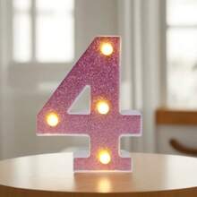 1个16厘米/6.3英寸玫瑰金LED发光字母灯，电池供电，闪烁字母灯，适用于婚礼、求婚、生日派对、周年纪念、节日装饰、桌面装饰、字母照明、卧室夜灯 - 深粉紅色 - 查看 30
