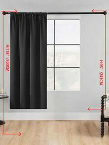 1pc Solid Color Polyester Blackout Curtains With Simple Modern Design, Suitable For Bedroom, Living Room, And Balcony, Features Sunscreen And Heat Insulation Function, Uv Protection, Easy To Install With Rod Pocket, Available In Dark Colors - Black - View 19
