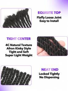 0.4厘米宽真人发脏辫接发，双股扭辫，10股，纯手工制作，易于安装，编织快捷，自然黑色，8-10英寸脏辫接发，男女老少皆宜，可染色、漂白、卷曲。 - Natural Black - 查看 7