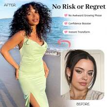 Tóc giả xoăn bồng bềnh cỡ lớn 18 inch dành cho nữ, có mái, chất liệu tổng hợp mềm mại, kiểu tóc xoăn tự nhiên thời trang cho dịp Giáng sinh. - Màu nâu ombre - Xem 6