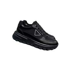 Unisex White Platform Chunky Sneakers With Triangle Logo, Genuine Leather Retro Gear Sole Lace Up Low Top Walking Shoes, Breathable Perforated Non-Slip Casual Daily Commute Footwear For Men Women Spring Summer - 灰色 - 查看 2