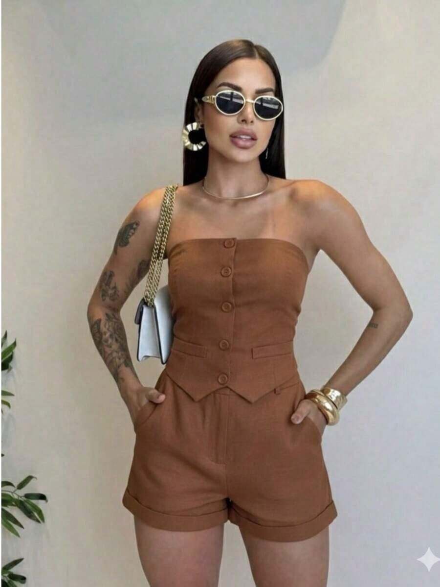Elegant Tailored Suit, Strapless, Sophisticated And Modern. - Rỉ Nâu - Xem 1