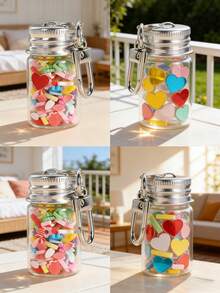 1/2/5/10个装 7毫升迷你玻璃瓶，透明玻璃小瓶配金属钥匙扣，小型信息瓶，DIY工艺品，婚礼回礼，派对装饰，家居装饰，包包挂饰，钥匙扣，手机挂饰，生日婚礼节日派对礼物，教师节圣诞礼物 - 彩色 - 查看 4