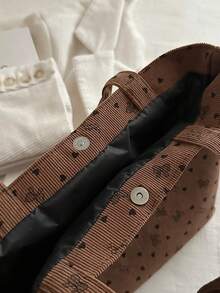 Bolso de lona de gran capacidad con diseño de pequeños patrones de lazo, material versátil y de moda, bolso de hombro ligero y de nicho, para uso en todas las estaciones - Multicolor - Ver 3